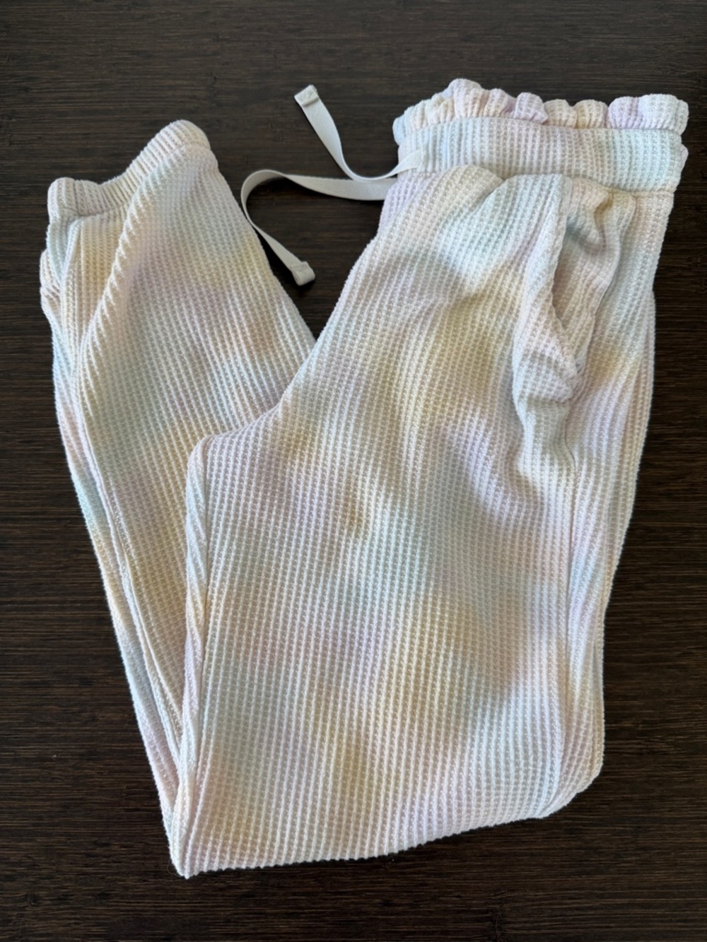 Cat & Jack Girls Pastel Tie-Dye Waffle Joggers Size Medium